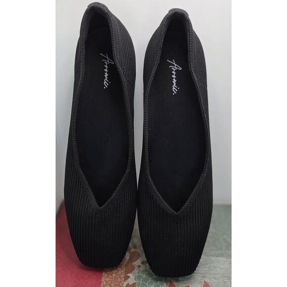 ARROMIC Ballet Flats Size 11 Black Knit Square Toe Shoes Comfy EUC - Picture 3 of 8